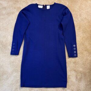 Liz Claiborne Petite XS Blue Knit Long Sleeve Versatile Dress